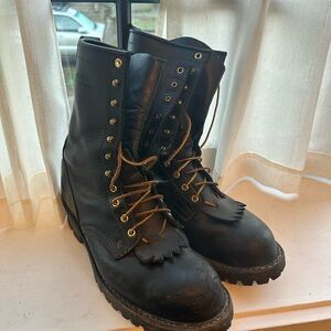 White’s Handmade Boots, Sawyer Steel Toe Black Leather 11.5 D, Made in USA